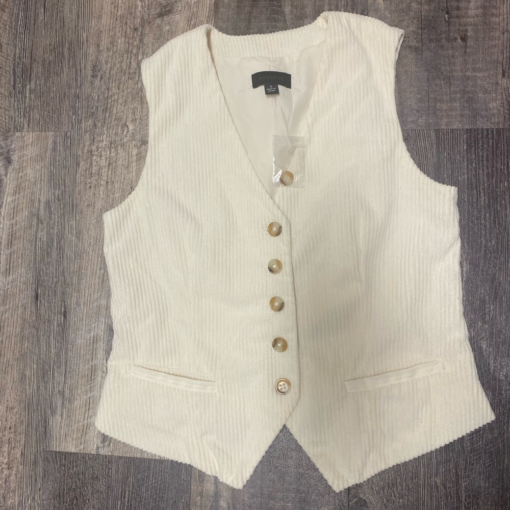 Evereve Cream Corduroy Vest with Button Closure